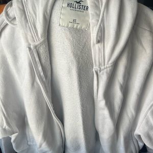 white Hollister zip up hoodie